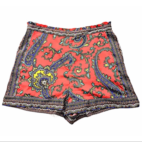 Nicole by Nicole Miller Pants - NICOLE MILLER Floral Peach Silky High Waist Shorts